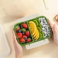 thumbnail image 1 of AuroraX Lunch Boxes for Men,Sturdy Cooler Hard Plastic Inside Work 2 Compartment Snack Containers with Forks,Square Keep Food Warm Microwave Safe Ourdoor Camping Green, 1 of 6