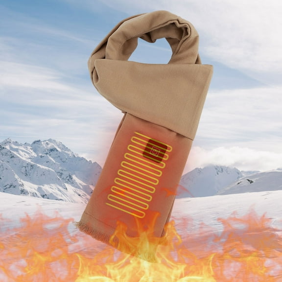 AuroraX Luxurious Heated Scarf Classic Knit Cotton Scarf Warm Thick Soft Wrap for Women,Men