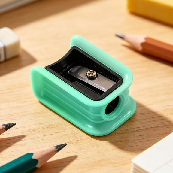 AuroraX Macaron Mini Pencil Sharpener Portable Manual Sharpener Single Hole Smooth for Office Travel Colorful Desk Sharpener Green