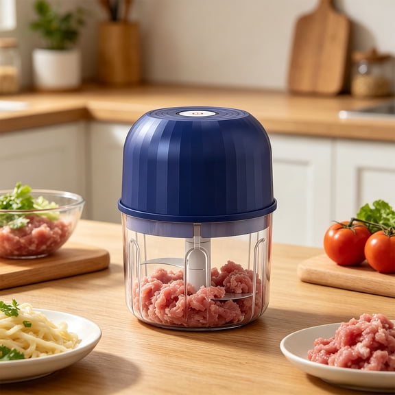 AuroraX Mini Garlic Chopper USB C Rechargeable Food Processor Dishwasher Safe Compact Electric Multifunction Small Meat Grinder for Home Blue