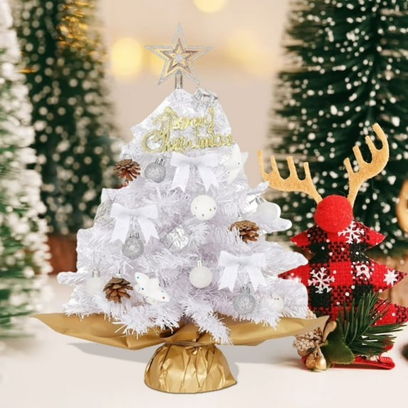 AuroraX Minimalist Christmas Trees Mini Decorative Plastic Christmas Ornaments Pastel Winter for Table,Desktop Decor