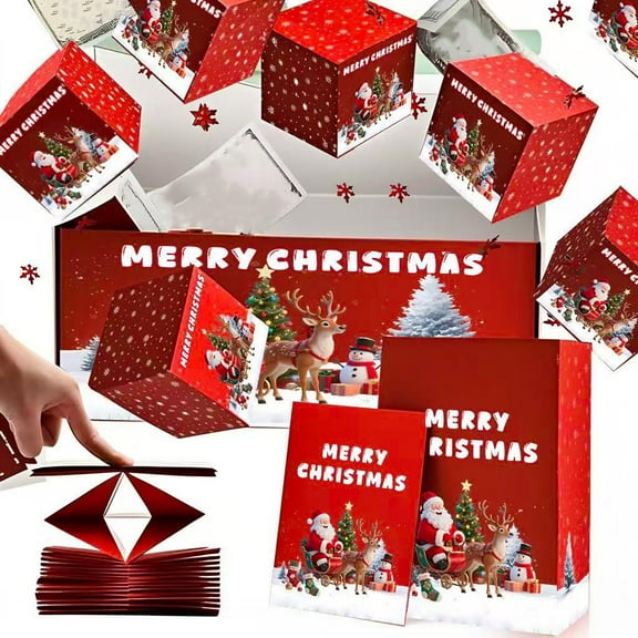 AuroraX Money Box,Gift Boxes,Bouncing Surprise Foldable Gift Card Holder with Clip,Holiday Winter Merry Christmas Party Supplies (12 Boxes)