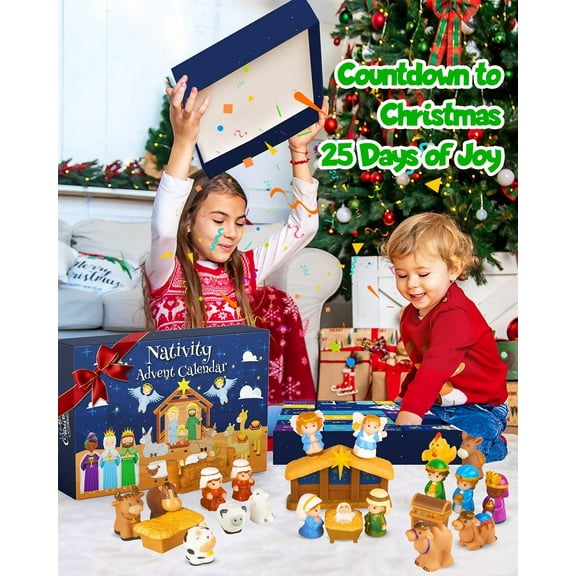 AuroraX Nativity Advent Calendar 2025 – 24-Day Christmas Countdown Calendar with Cute Nativity Scene Figurines, Holiday DéCor for Boys and Girls