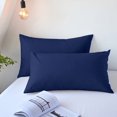 thumbnail image 1 of AuroraX Navy Pillow Cases 2 pack Cooling Technology Standard Body Breathable Pillowcase for Hair and Skin Health Moisture Wicking Zip Closure Cozy Super Soft Velvet Solid Improving Sleep, 1 of 6
