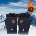 thumbnail image 1 of AuroraX Navy Usb Heated Fingerless Gloves with Fleece Lining Convertible Warm Plush Winter Gloves Cold Weather Knitted Mittens for Outdoor Working & Typing Ski, 1 of 6