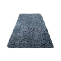 AuroraX Non-Slip Backing Bedroom Area Rug Super Soft Shaggy Gray Bathroom Mat Rug 31x78 Inch Minimalist Solid Scandinavian