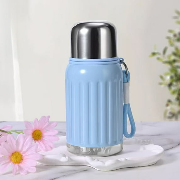 AuroraX Non-Slip-Body Water Bottles Insulated Small Stainless Steel 24 oz Water Thermoses with Carry Handle,Long-Term/All-Season Use Double Wall Car Tumblers(Blue)