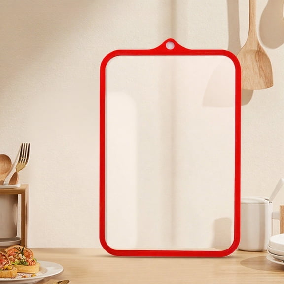 AuroraX Non Toxic Tempered Glass Cutting Board Clear Cutting Board for Kitchen Red Durable Non-Slip Easy Clean Chopping Boards for Meat Vegetables Fruits Cheese Knife Friendly