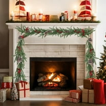 AuroraX Norfolk Pine Artificial Berry garland for Decoration,Christmas garland,6.2 Ft Vines,Great for livingroom,Green