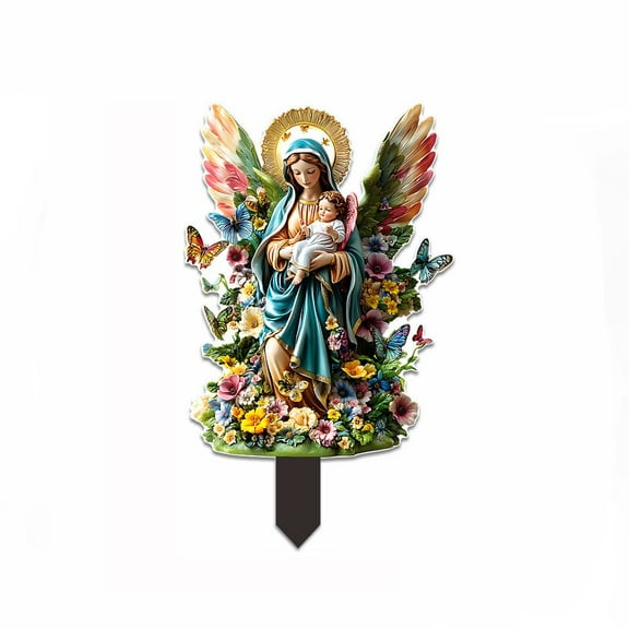 AuroraX Outdoor Decorations Vintage Christmas Ornaments , Nativity Scene Fake Artificial Plants with Ground Spikes , Outdoor Party Porch Decor