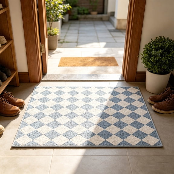 AuroraX Outdoor Welcome Mat Porch Rugs Blank Heavy Duty White Front Door Mats Outdoor Diatomite Front Door Rug Indoor Entrance