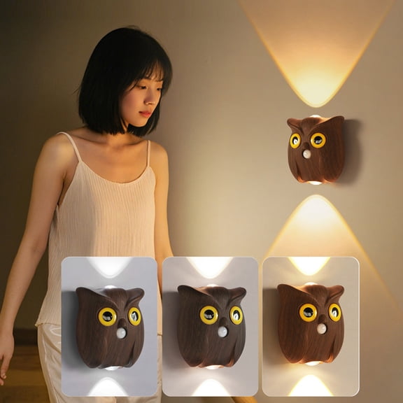 AuroraX Owl Motion Sensor Night Light Portable Rechargeable Magnetic Wall Lamp Cordless Led Modern Cute Light for Nursery, Hallway, Stairs & Closet, Cute Owl Decor Gift
