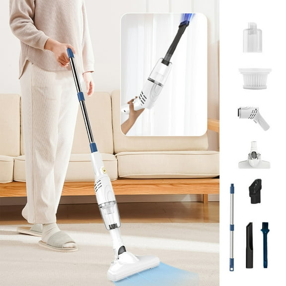 AuroraX Portable Stick Vacuum,Wireless Pet Hair for Home Hard Floor Upright Vacuum Cleaner,Powerful Suction USB Charging Extended Hose(White)