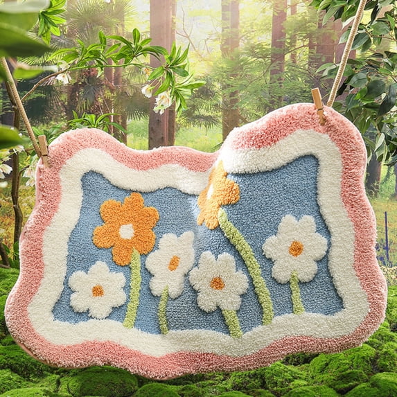 AuroraX Pink Bathroom Rugs Non Slip Absorbent,Washable Cute Quick Drying Floral Single Shower Rugs for Bathtub Plush Extra Soft Bathroom Decor and Accessories
