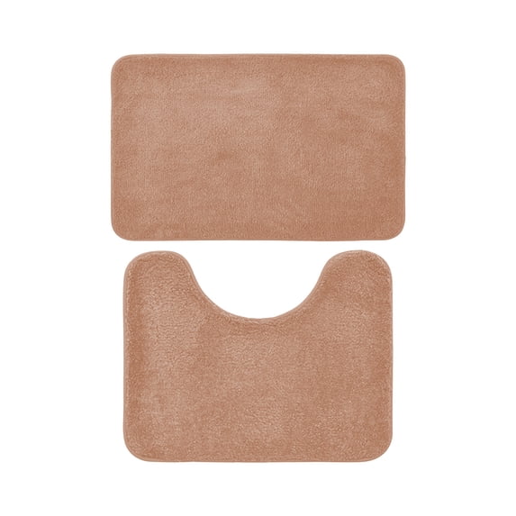 AuroraX Pink Bathroom Rugs Sets 2 Piece with Toilet Rugs U Shaped,Quick Drying 1 Large One Small Non Slip Machine Washable Bath Rugs for Bathroom Floor Set 2pcs Bathroom Mat