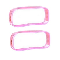 AuroraX Pink Clear Pencil Case,2 Pack Zipper Pencil Pouch,Waterproof,For Office Use