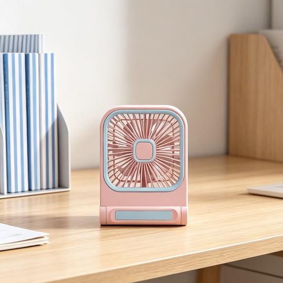 AuroraX Pink Desk Fans Personal Cooling Portable Mini Fan USB Rechargeable Quiet Adjustable Speeds Battery Operated Outdoor Travel Fan