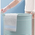 thumbnail image 1 of AuroraX Pinstripe Laundry Basket with Handles Quilted Extra Large Foldable Canvas Fabric Laundry Basket for Organizer Tall Decorative Cute Storage Hamper for Dirty Clothes Blanket Toy, 1 of 9