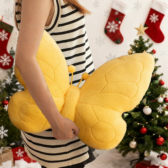AuroraX Plush Throw Pillows for Bed,Yellow Funny Decorative Bow Shaped Soft Pillow,Valentines Day Sofa Home Living Room Decor Gifts for Women Teen Girl
