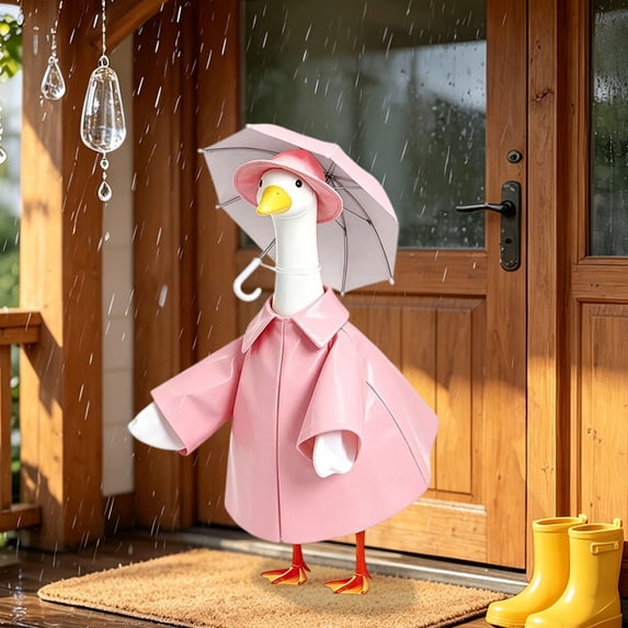 AuroraX Porch Goose Clothes Set 19" Porch Goose Outfits for all The Seasons Raincoat Summer Porch Duck Clothing Outdoor Decor Porch Goose Accessories Pink