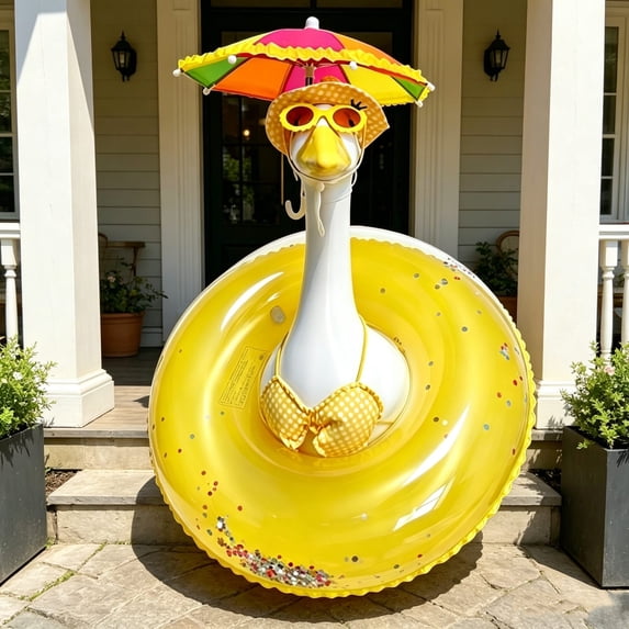 Aurorax Porch Goose Summer Outfit, Swimsuit Accessories, Outdoor Decorations, Yellow
