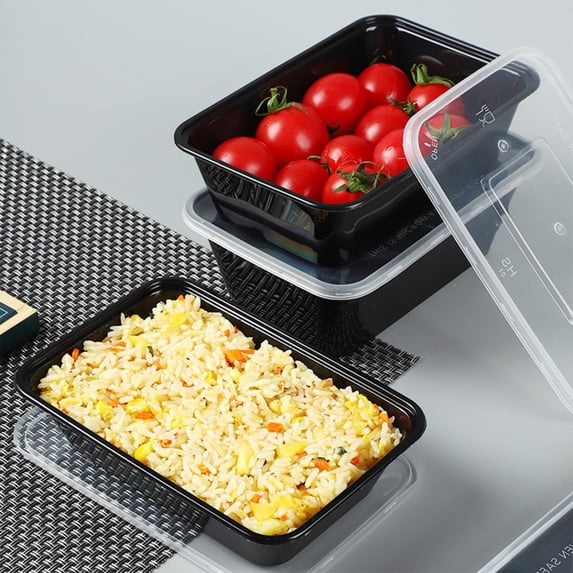 AuroraX Portable Lunch Box Containers 28 oz Disposable Freezable Plastic Lunch Box for Adults Black Leak-Proof BPA-Free Food Storage Boxes for School Work Travel