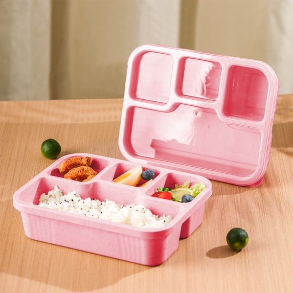AuroraX Portable Lunch Box Containers 35 oz Freezable 4 Compartments Airtight Plastic Bento Lunch Box for Women,Pink Microwave Safe BPA-Free Food Storage Boxes for Travel School Picnic