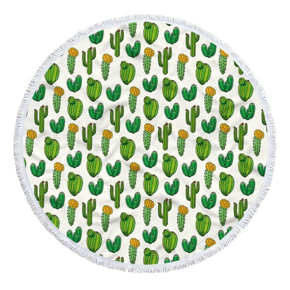 AuroraX Portable Round Printed Beach Blanket with Boho Tassels Large(60" x 60") Outdoor Sandproof & Quick Drying Foldable Beach Towel Cute Machine Washable Picnic Mat for Camping Grass Park Travel