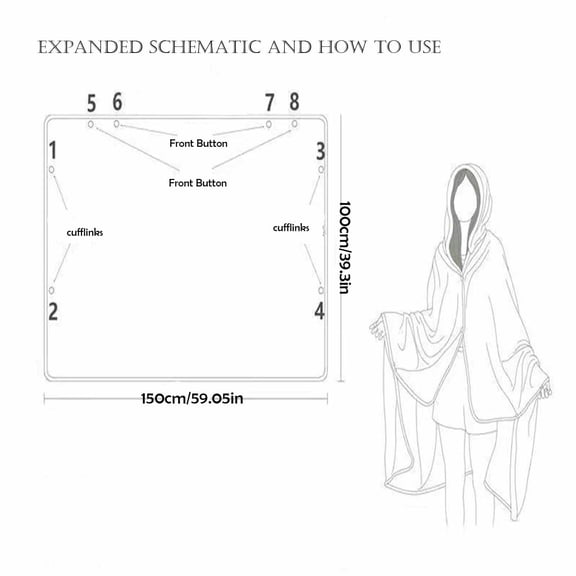 AuroraX Portable Throw Blanket Wearable Gray Poncho Shawl,Cozy Flannel Womens Shawl,Personalized Holiday Birthday Gifts for Women