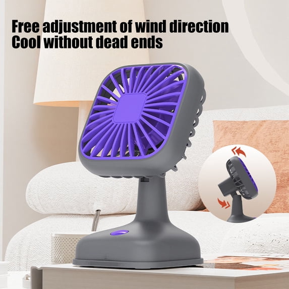 AuroraX Purple Desk Fans Personal Cooling USB Charging Mini Cooler Lightweight Quiet Adjustable Speeds Strong Airflow Office Table Fan