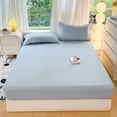 thumbnail image 1 of AuroraX Queen Size Bed Sheets Blue Fitted Sheets,Deep Double Bed Sheet Sold-Separately, 1 of 6