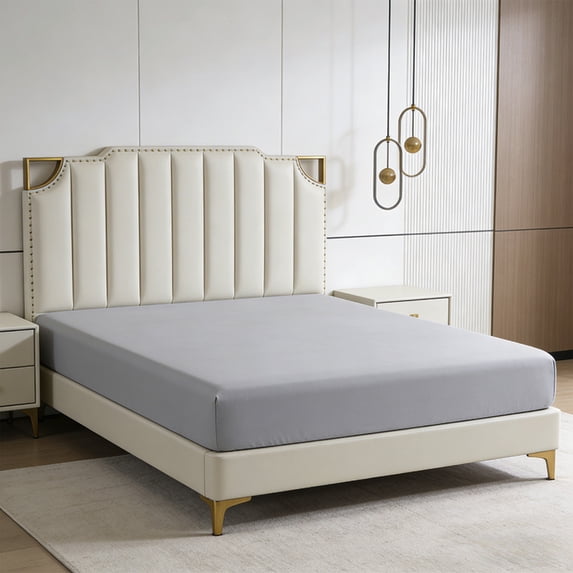 AuroraX Queen Size Bed Sheets Gray Fitted Sheets Cooling,Sold Separately Deep Pockets Double Bed Sheet for Summer Air-Conditioned Room