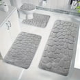 thumbnail image 1 of AuroraX Quick Dry Bath Rug Mat Set Of 4 Absorbent Gray Non-Slip Backing Memory 2 Pack Bathroom and Toilet Rug with Seat Cushion Machine Washable Bohemian Soft 19x31 Inch Embossed, 1 of 7