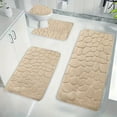 thumbnail image 1 of AuroraX Quick Dry Bath Rug Mat Set Of 4 Memory Non-Slip Backing Beige Absorbent 2 Pack Bathroom and Toilet Rug with Seat Cushion 19x31 Inch Bohemian Machine Washable Soft Embossed, 1 of 7