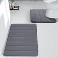 thumbnail image 1 of AuroraX Quick Dry Bathroom Rug Mat Set Of 2 Non-Slip Backing Absorbent Dark Gray Bath Rug with U-Shaped Toilet Rug 15x23 Inch Bohemian Waterproof, 1 of 7