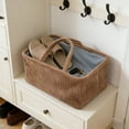 thumbnail image 1 of AuroraX Quilted Laundry Basket with Handles Foldable Small Plush Flock Laundry Basket for Organizer Square Cute Decorative Brown Storage Hamper for Dirty Clothes Shower Bathroom, 1 of 6