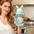 thumbnail image 1 of AuroraX Rabbit Water Bottle Clear Water Bottles with Straw,Cute Plastic Reusable Small 24 oz Water Bottles,Tumbler Green, 1 of 6