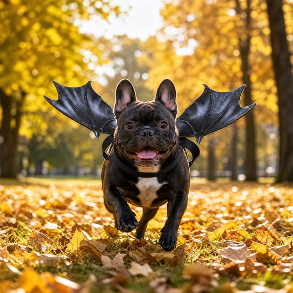 AuroraX Realistic Bat Wing for Pets Dog Costumes Halloween Small Breathable Soft Lightweight Washable Halloween Pet Apparel Black