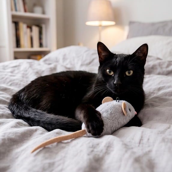 AuroraX Realistic Squeaky Mouse Cat Toy Interactive Cat Toys for Indoor Kittens Durable Natural Calming Indoor Cat Toys for Small Cats Gray National Dog Day International Cat Day