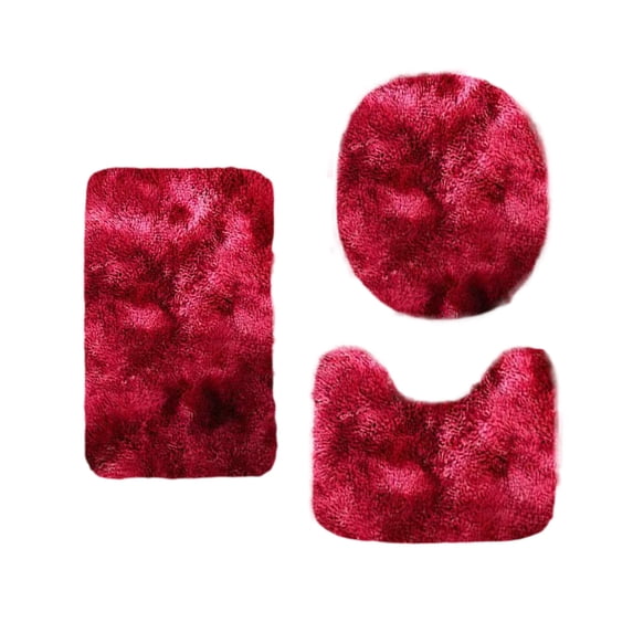 AuroraX Red Bathroom Rugs Sets 3 Piece with Toilet Rugs U Shaped,Non Slip Backing Short Plush Tie Dye Quick Drying Bath Rugs for Bathroom Floor 3 Piece Set Soft Bath Mats for Tub