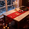 thumbnail image 1 of AuroraX Red Christmas Table Runner 72 Inches Long Classic Christmas Reindeer Table Runner with Tassel Pointed Ends Xmas Merry Bohemian Dining Winter Table Runner Decor for Home Party, 1 of 6