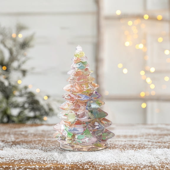 AuroraX Resin Christmas Decoration Bohemian Crystal Small Figurines Decorative Neutral Christmas Trees for Birthday Gifts,Indoor Decor