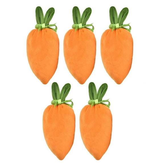 AuroraX Reusable Candy Bags for Party Favorss with Ties,Gift Bags Easter Carrot Cute Goodie Bags 5 Pcs,Easter Party Supplies