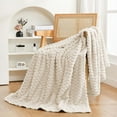 thumbnail image 1 of AuroraX Reversible Thick Velvet Throw Blanket for Couch Sofa,Office Beige Soft Knit Blanket for Bed Living Room 50"x59" Flannel Throw for All Seasons, 1 of 6