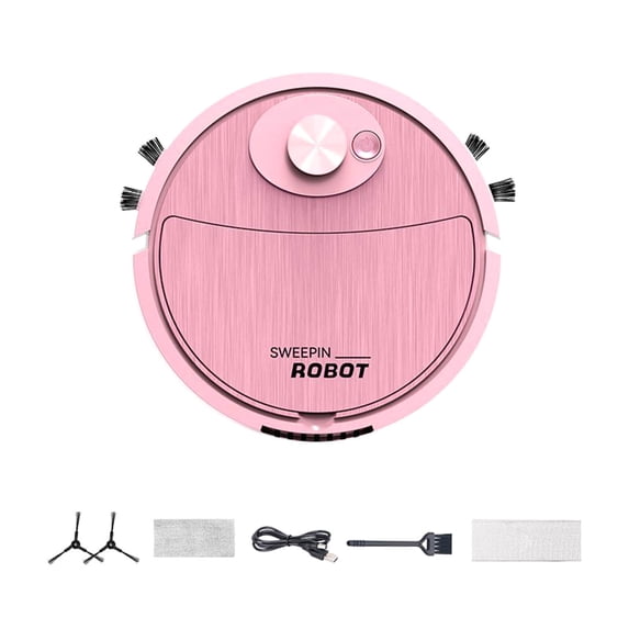 AuroraX Robot Vacuum Mop Combo with Low Noise Smart Navigation Anti-Collision Sensors Wet & Dry Smart Cleaner Lightweight Portable Bagless Vac Gift for Busy People(Pink)