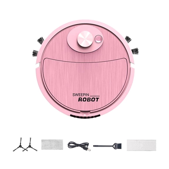 AuroraX Robot Vacuum Mop Combo with Low Noise Smart Navigation Anti-Collision Sensors Wet & Dry Smart Cleaner Lightweight Portable Bagless Vac Gift for Busy People(Pink)