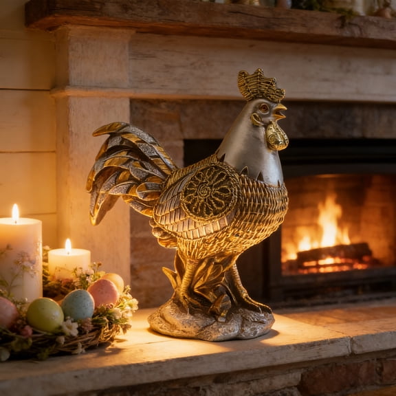 AuroraX Rooster Decoration Home Decor,Desktop Handmade Good Luck Vintage Style Rooster Ornament,Farmhouse Decor Desktop Decor Living Room Decor