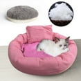 thumbnail image 1 of AuroraX Round Cat Bed Set with Pillow Self Warming Washable Cute Thick Pet Bed Cozy Insulated Soft Warm Plush Cat House Bed for Indoor Cats Kittens and Small Dogs(Pink), 1 of 7