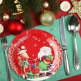 thumbnail image 1 of AuroraX Round Christmas Paper Plates Red Compostable 9/7 Inch Disposable Plates Bagasse Microwave-Safe 10 Pcs Waterproof Painted Santa Claus Patterns Home,Party, 1 of 6