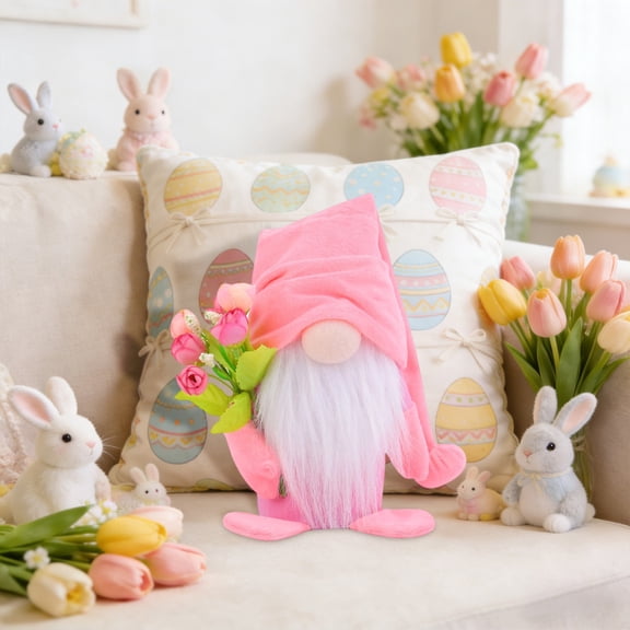 AuroraX Rudolph Figurine Rudolph Doll Cute Design Soft Stuffed Tulip Theme Pink Desktop Decor Spring Home Decor